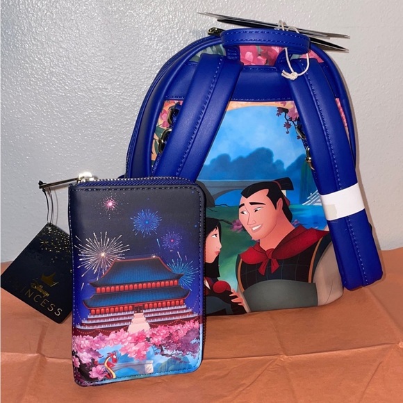 Loungefly Disney Mulan Castle Light Up Mini Backpack and Wallet - Picture 2 of 10